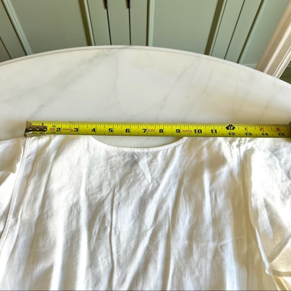 Ann Taylor Linen Blend Ruffle Wrap Top Winter White Sz S - Picture 8 of 10